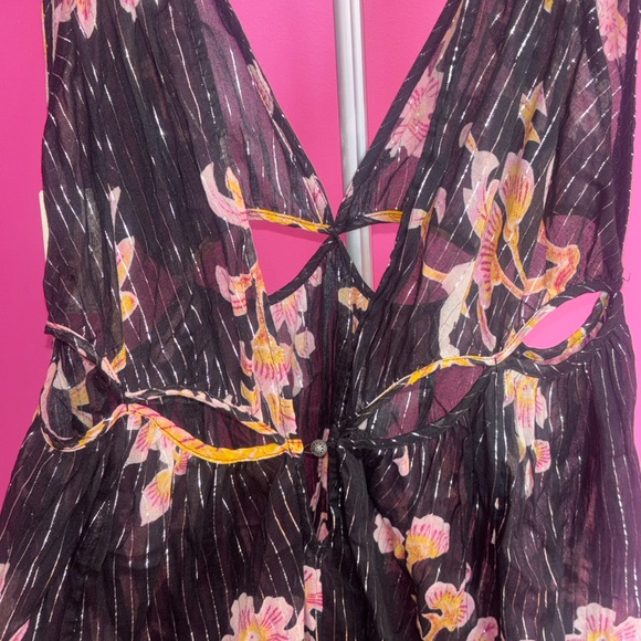 Anthropologie ladies black metallic bohemian cut out summer dress NWT! - Picture 6 of 10